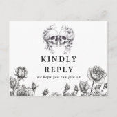Gothic Skulls Floral Song Request RSVP Briefkaart (Voorkant)