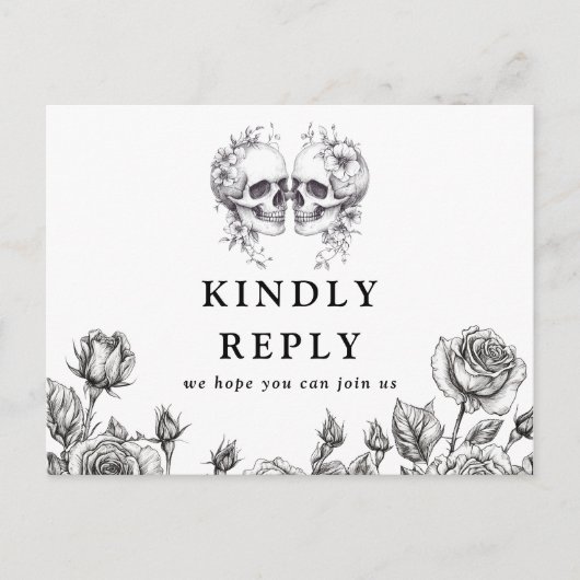 Gothic Skulls Floral Song Request RSVP Briefkaart (Voorkant)
