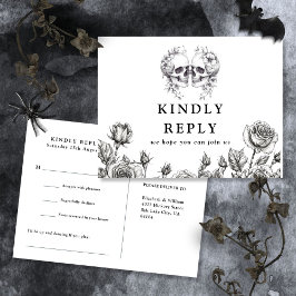 Gothic Skulls Floral Song Request RSVP Briefkaart
