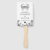 Gothic Skulls Floral Wedding Programma Handwaaier (Voorkant)