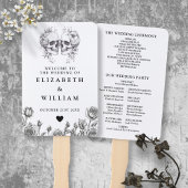 Gothic Skulls Floral Wedding Programma Handwaaier