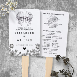 Gothic Skulls Floral Wedding Programma Handwaaier