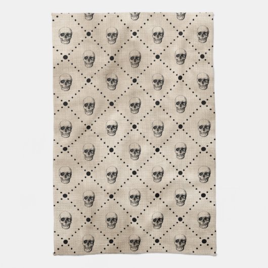  Gothic Skulls Grid Theedoek (Verticaal)