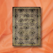 Gothic Skulls Halloween Cocktail Party Gold Folie Uitnodiging