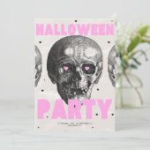 Gothic Skulls Halloween Party Invitation  Kaart (Staand voorkant)