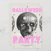 Gothic Skulls Halloween Party Invitation  Kaart (Voorkant / Achterkant)