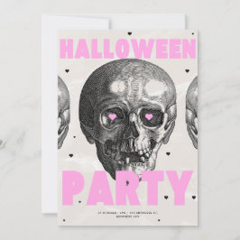 Gothic Skulls Halloween Party Invitation  Kaart