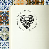 Gothic Skulls Heart Custom Library Book Rubberstempel