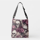 Gothic Skulls Herfst Bloemen Donker Halloween Crossbody Tas (Voorkant)
