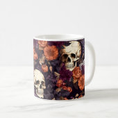 Gothic Skulls Herfst Bloemen Donker Halloween Koffiemok (Voorkant rechts)