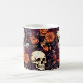 Gothic Skulls Herfst Bloemen Donker Halloween Koffiemok (Center)