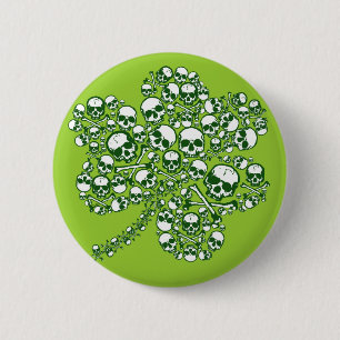 Gothic Skulls Irish Shamrock Buttonnen Ronde Button 5,7 Cm