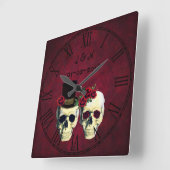 Gothic Skulls met gevechtscombinatie aangepaste br Vierkante Klok (Hoek)