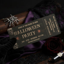 Gothic Skulls & Ravens Dark Halloween Party Ticket