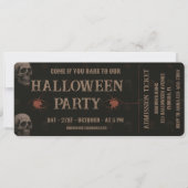 Gothic Skulls & Ravens Dark Halloween Party Ticket Kaart (Voorkant)