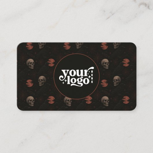 Gothic Skulls & Ravens Dark Halloween QR-code Visitekaartje (Voorkant)
