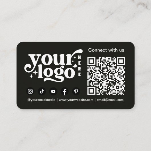 Gothic Skulls & Ravens Dark Halloween QR-code Visitekaartje (Achterkant)