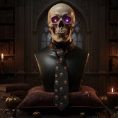 Gothic Skulls & Ravens Dark Halloween Stropdas