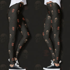 Gothic Skulls & Ravens Zwart Halloween Patroon Leggings