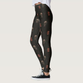 Gothic Skulls & Ravens Zwart Halloween Patroon Leggings (Links)