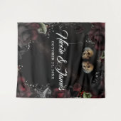 Gothic Skulls Red Black Rozen Weduwachtergrond Wandkleed (Voorkant (horizontaal))