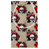 Gothic skulls red rozen betonnen patroon klein cadeauzakje (Achterkant)