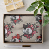 Gothic skulls red rozen betonnen patroon tissuepapier (Geschenk)