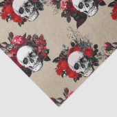 Gothic skulls red rozen betonnen patroon tissuepapier (Detail)