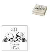 Gothic Skulls & Roses Wedding Rubberstempel (Gestempeld)