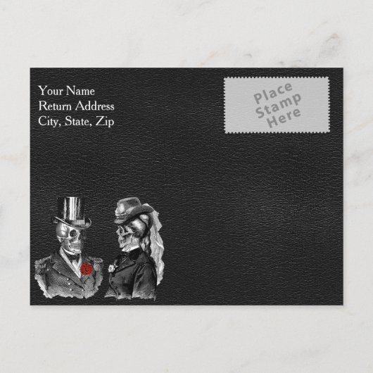 Gothic Skulls Save the Date Wedding Kaart (Achterkant)