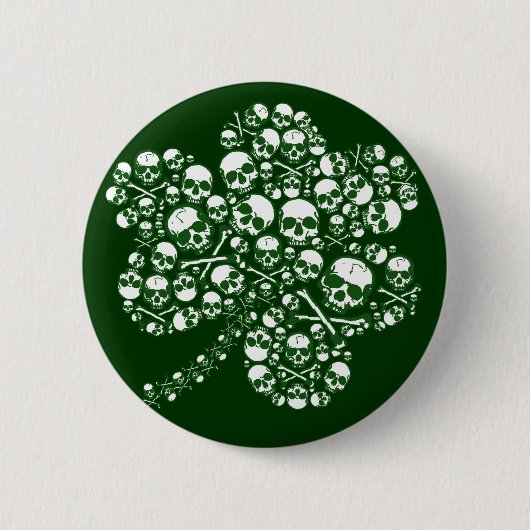 Gothic Skulls Shamrock Ronde Button 5,7 Cm (Voorkant)