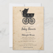 Gothic Skulls Stroller Baby shower Invitation Kaart (Voorkant)