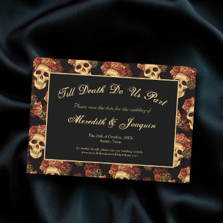 Gothic Skulls Till Death Save the Date Magnet Kaar