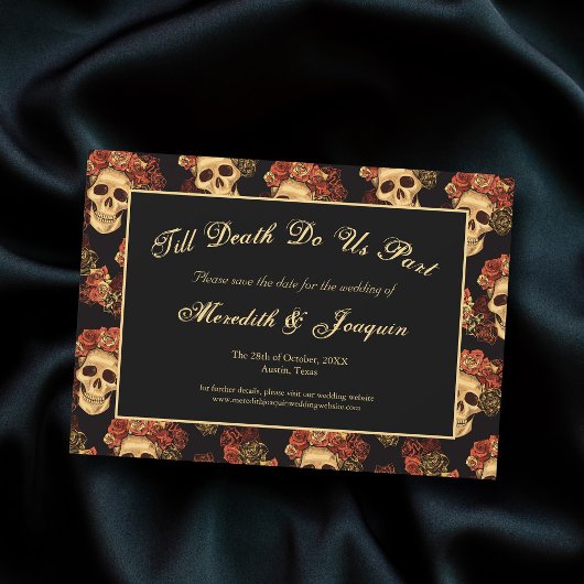Gothic Skulls Till Death Save the Date Magnet Kaar