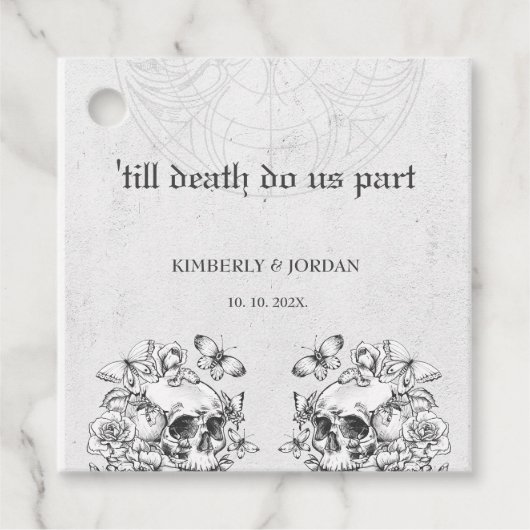 Gothic Skulls tot de dood ons deel van de bruiloft Bedankjes Labels (Voorkant)