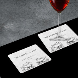 Gothic Skulls tot de dood ons deel van de bruiloft Kartonnen Onderzetters