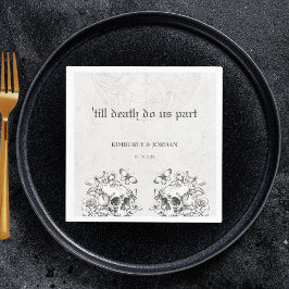 Gothic Skulls tot de dood ons deel van de bruiloft Servet