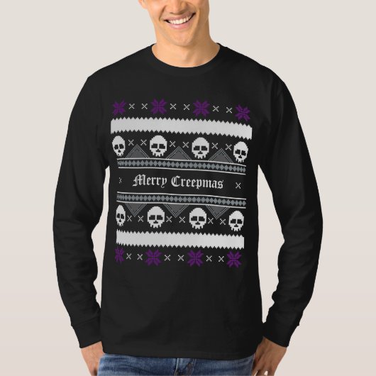 Gothic Skulls Ugly KerstSweater T-shirt (Voorkant)