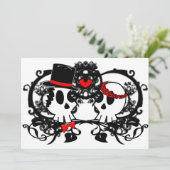 Gothic Skulls Wedding Invitation Kaart (Staand voorkant)