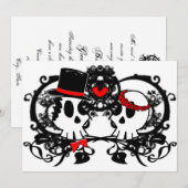 Gothic Skulls Wedding Invitation Kaart (Voorkant / Achterkant)