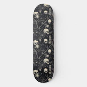 Gothic Skulls Zwart Katten en Spinnen Skateboard