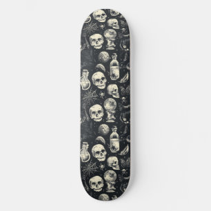 Gothic Skulls Zwart Katten en Spinnen Skateboard