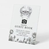 Gothic Skulls zwart-wit foto gastenboek Reclamebord Met Voetstuk (Voorkant)