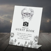 Gothic Skulls zwart-wit foto gastenboek Reclamebord Met Voetstuk