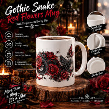 Gothic slang & Rode Bloemen Mok – Donkere Botanisc
