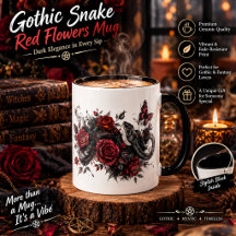 Gothic slang & Rode Bloemen Mok – Donkere Botanisc