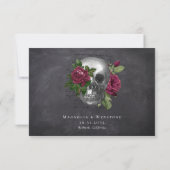 Gothic Slate Skull Rozen | Weddenschap RSVP Kaartje (Achterkant)