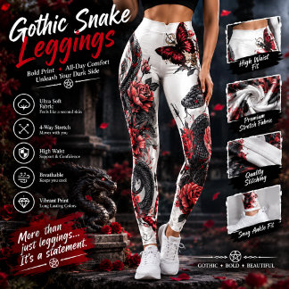Gothic Snake & Red Roses Leggings – Donkere Fantas