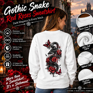 Gothic Snake & Red Roses Sweatshirt – Donkere Fant