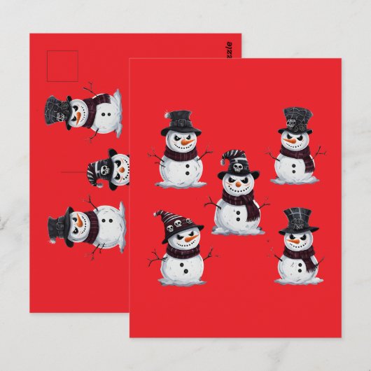 Gothic Snowman Briefkaart (Voorkant / Achterkant)
